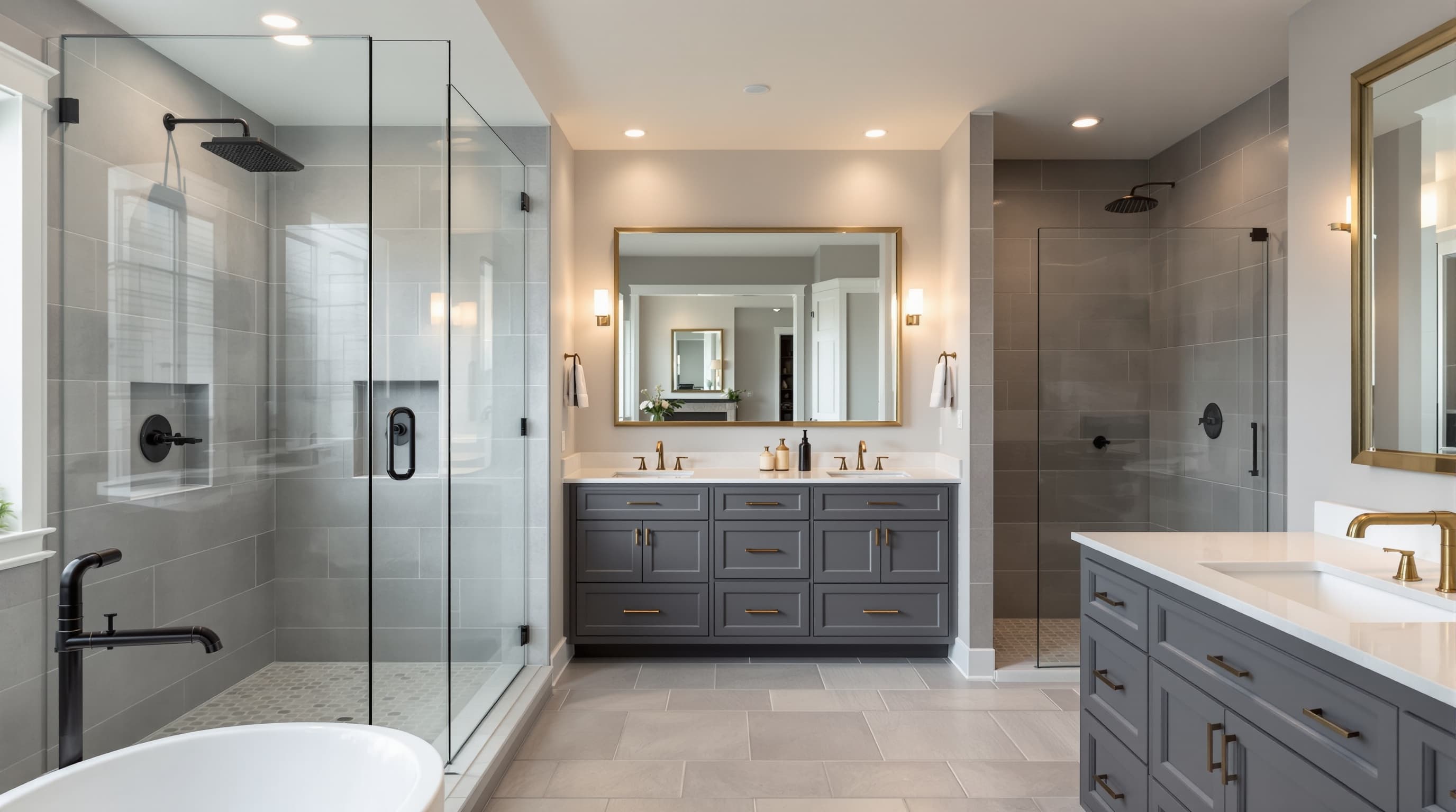 Completed bathroom remodel in a Massachusetts home
