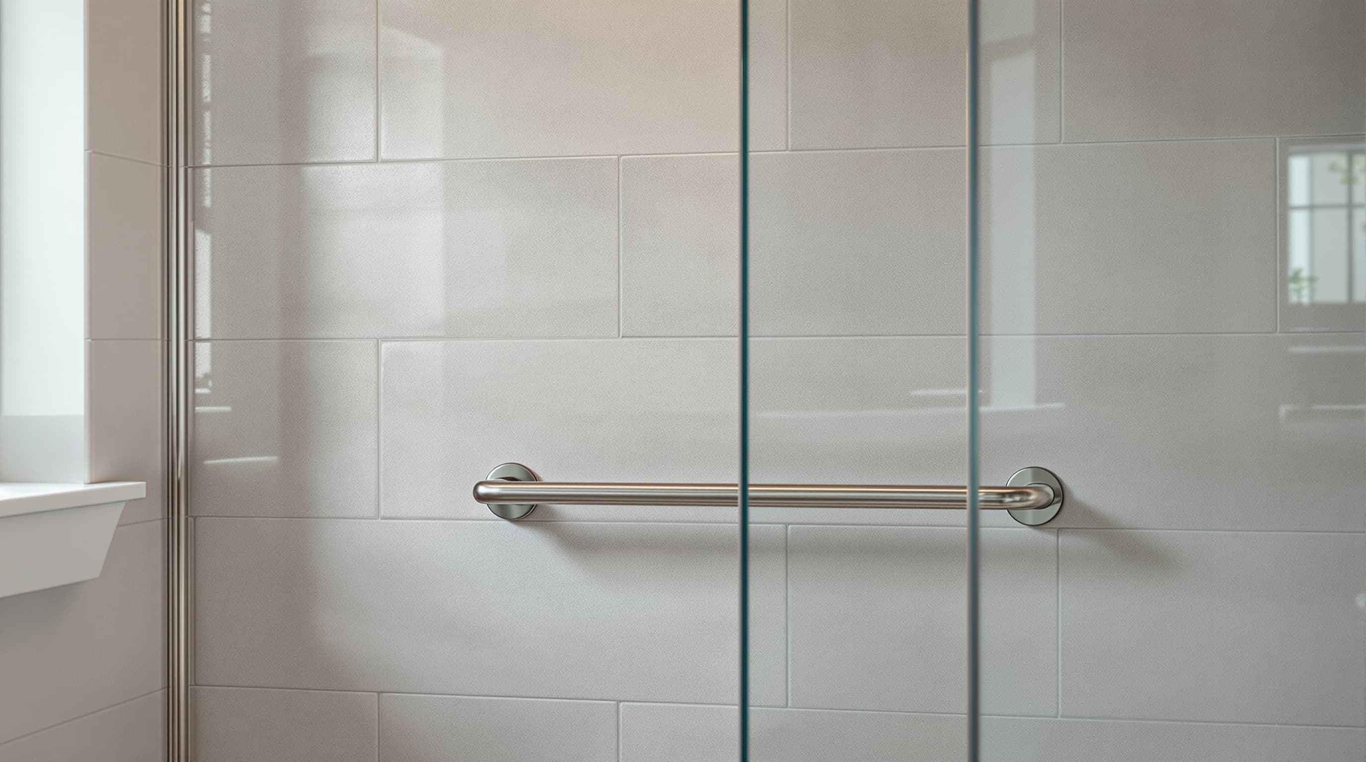 Accessible walk-in shower with grab bars
